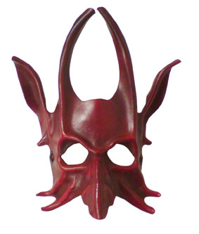 Horned Mask Antiqued Red Finish 