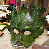 Oak Leaf Green Man Mask     acrylic dyed leather     120    