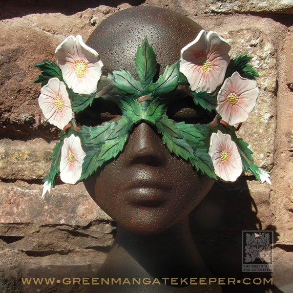 Wild Rose Mask ·  Handmade in the Ancient Forest of Dean Hand formed and coloured leather